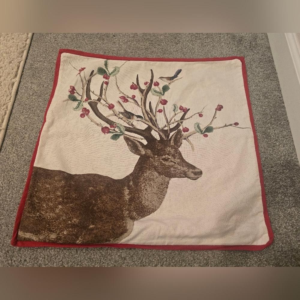 Pottery Barn Christmas Pillow Cover Cotton Linen Blend Decor Holiday